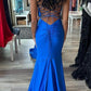 Blaues, elegantes, langes Ballkleid im Meerjungfrauen-Stil, NV2162