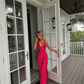 Sexy A-Linie V-Ausschnitt Ärmelloses Partykleid Hot Pink Ballkleid nv1342