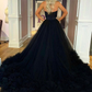 Trägerloses langes Ballkleid aus Tüll, A-Linien-Abendkleid nv1333