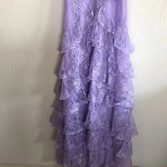Lila Spitze Langes Ballkleid Abendkleid Partykleid nv1299