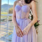 Langes Ballkleid aus violettem Tüll in A-Linie, formelles Abendkleid aus violettem Tüll nv1198