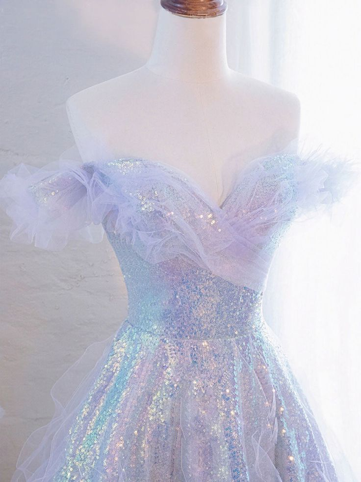 Schulterfreies langes Ballkleid aus Tüll mit Pailletten, formeller Abend nv1319