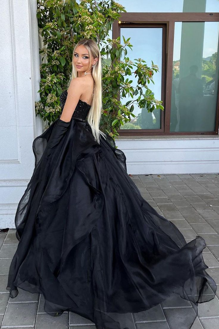 Women's black off-the-shoulder beaded long ball gown evening dress with gloves nv1381