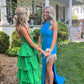 Blue slim fit fashion long slit ball gown evening dress party dress nv2460