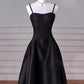 A-Linie, herzförmiger Ausschnitt, langes Satin-Ballkleid in Schwarz, langes Abendkleid in Schwarz, nv1469