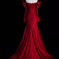 Robe de bal longue en satin bordeaux à épaules dénudées et sirène nv1552