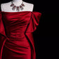 Robe de bal longue en satin bordeaux à épaules dénudées et sirène nv1552