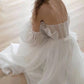 A-Linie, langes weißes Organza-Ballkleid, Abendkleider, nv1686