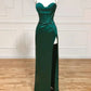 Robe de bal longue verte à col en cœur et sirène nv1557