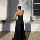 Robe de soirée noire sexy à bretelles spaghetti et sirène pour anniversaire, robe de bal, nv1959