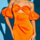 Süßes, trägerloses, kurzes, oranges Homecoming-Kleid nv1685