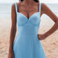 Robe de soirée élégante en mousseline de soie, coupe trapèze, à bretelles, bleu marine, longue, superposée, robe de demoiselle d'honneur, nv3430