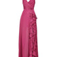 Camisole-Kleid mit unregelmäßigem Rüschenbesatz und Schlitz, Rosarot, NV1339