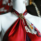 Rotes, bezauberndes, langes Satin-Ballkleid mit Blumenmuster, Abendkleid, Partykleid, nv5137