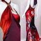 Rotes, bezauberndes, langes Satin-Ballkleid mit Blumenmuster, Abendkleid, Partykleid, nv5137