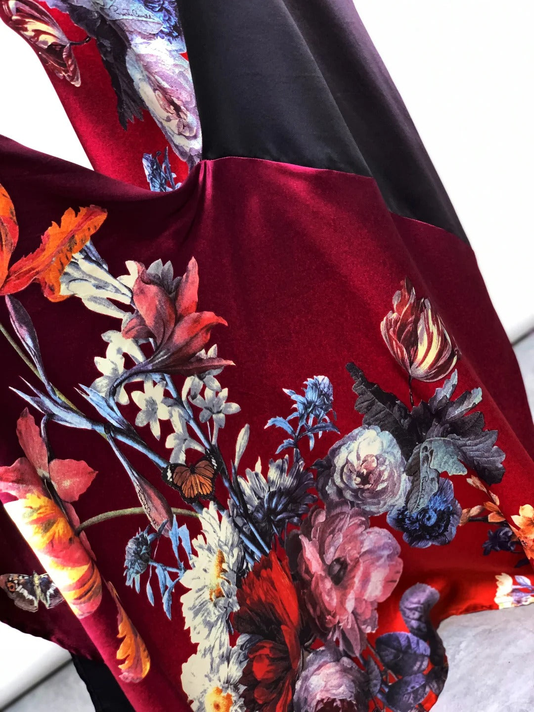 Rotes, bezauberndes, langes Satin-Ballkleid mit Blumenmuster, Abendkleid, Partykleid, nv5137