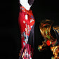 Rotes, bezauberndes, langes Satin-Ballkleid mit Blumenmuster, Abendkleid, Partykleid, nv5137