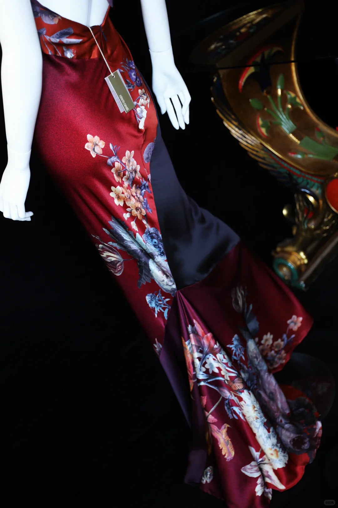 Rotes, bezauberndes, langes Satin-Ballkleid mit Blumenmuster, Abendkleid, Partykleid, nv5137