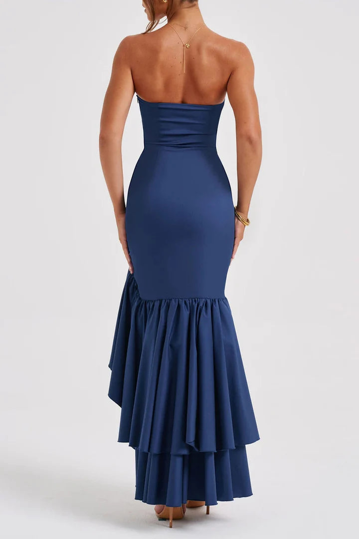 Ärmelloses Midikleid mit Rüschen, Stufenschlitz, nv1620