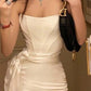 Robe de soirée en satin blanc, courte et exquise, à épaules dénudées, robe de bal, robe de soirée, robe de soirée nv1834