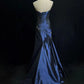 Navy Blue Sexy Sweetheart Sleeveless Mermaid Satin Long Ball Gown Evening Dress nv3403