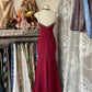 Rot Retro Mode Sexy Spaghettiträger Exquisite Spitze Meerjungfrau Schlank Ballkleid Langes Partykleid Ballkleid Abendkleid nv3853