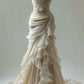 Ivory White Fashion Elegant Mermaid Sweetheart Chiffon Long Lace Ball Gown Evening Dress Wedding Dress nv3455