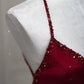 Robe de soirée sirène bordeaux sexy et exquise, bretelles spaghetti, longueur au sol, en satin, dos nu, robe de bal, robe de soirée nv3601