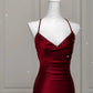 Robe de soirée sirène bordeaux sexy et exquise, bretelles spaghetti, longueur au sol, en satin, dos nu, robe de bal, robe de soirée nv3601