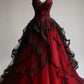 Rotes Vintage Elegantes Herzausschnitt A-Linie Exquisite Applikation Langes Ballkleid Abendkleid Hochzeitskleid nv3598