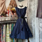 Marineblaues Homecoming-Vintage-A-Linien-Kurzes Geburtstagskleid Ballkleid nv4300