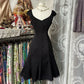 Schwarzes Vintage Homecoming-Kleid, Ballkleid, kurzes Satin-Geburtstagskleid, nv4299
