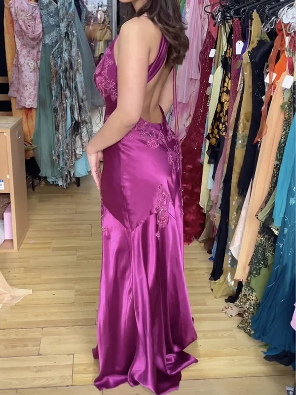 Robe de soirée longue style sirène, vert sauge/rose, vintage, col en V, bretelles spaghetti, dos nu, robe de bal formelle, nv3599