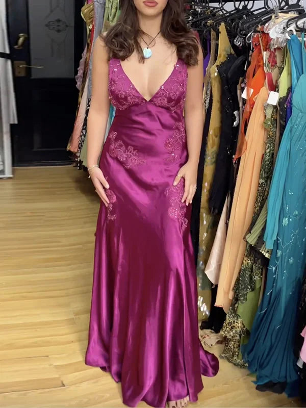 Robe de soirée longue style sirène, vert sauge/rose, vintage, col en V, bretelles spaghetti, dos nu, robe de bal formelle, nv3599