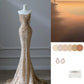 Robe de soirée longue en tulle perlé, magnifique et brillante, style sirène, épaules dénudées, paillettes, robe de bal, robe de bal nv3854