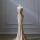 Robe de soirée longue en tulle perlé, magnifique et brillante, style sirène, épaules dénudées, paillettes, robe de bal, robe de bal nv3854