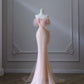 Robe de soirée sirène longue rose, magnifique, brillante, élégante, à la mode, épaules dénudées, paillettes, slim, robe de bal, nv3792
