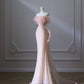 Robe de soirée sirène longue rose, magnifique, brillante, élégante, à la mode, épaules dénudées, paillettes, slim, robe de bal, nv3792