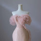 Robe de soirée sirène longue rose, magnifique, brillante, élégante, à la mode, épaules dénudées, paillettes, slim, robe de bal, nv3792