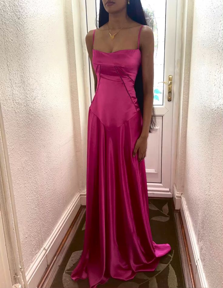 Schlichtes braunes A-Linien-Ballkleid mit Spaghettiträgern, Partykleid nv1713