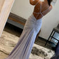 Robe de soirée longue argentée scintillante à bretelles spaghetti, style sirène, coupe ajustée, dos nu, jaune, robe de bal, robe de soirée formelle, nv3431