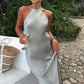 SEXY RÜCKENFREIES NECKHOLDER-KLEID IN GRÜN nv1658