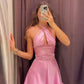 Robe mini en satin rose élégante dos nu sans manches, robe de soirée ajustée, robe de soirée, robe de soirée, robe de soirée, nv1880