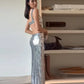 Silber Mode Pailletten Sexy Bodycon Neckholder Ballkleid Meerjungfrau Abendkleid nv1799