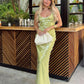 Robe de soirée élégante à bretelles, longue, à paillettes, verte, à la mode, robe de bal, de cocktail, d'anniversaire, robe de bal, nv3959