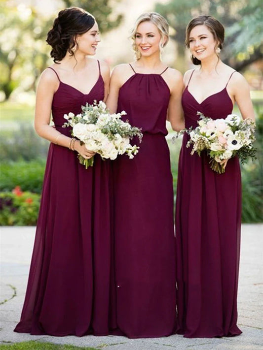 Robe de demoiselle d'honneur bordeaux simple à col en cœur et coupe A, robe de bal bordeaux nv1491