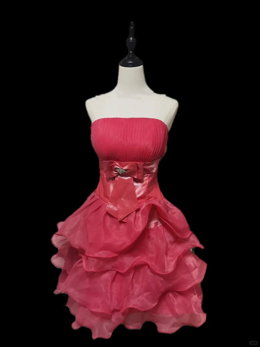 Pink Fashion Exquisite Gem Beaded Short satin Tulle Homecoming Dress Prom Dress Evening Dress Party Dress Ball Gown nv3914