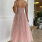 Rosa knielange Ballkleider mit Spaghettiträgern und Pailletten, rosa Homecoming-Kleider mit glänzenden Pailletten, rosa Abendkleider nv1513