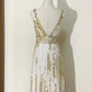 ✨Golden Streamer Vintage Satin Beaded Short Homecoming Dress Birthday Party Dress nv5429