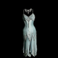 Robe de soirée courte en satin bleu brume, faite à la main, avec perles, exquise et magnifique, robe de bal, robe de soirée, robe de fête d'anniversaire, nv4719